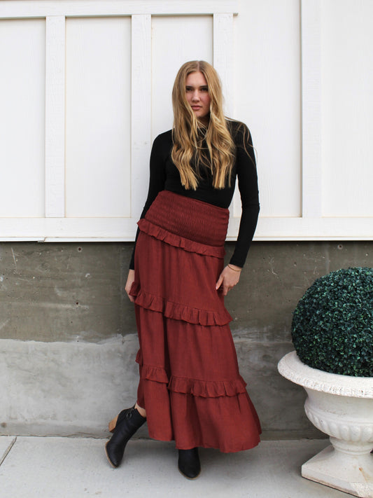 The Sienna Traveler Tiered Maxi Skirt