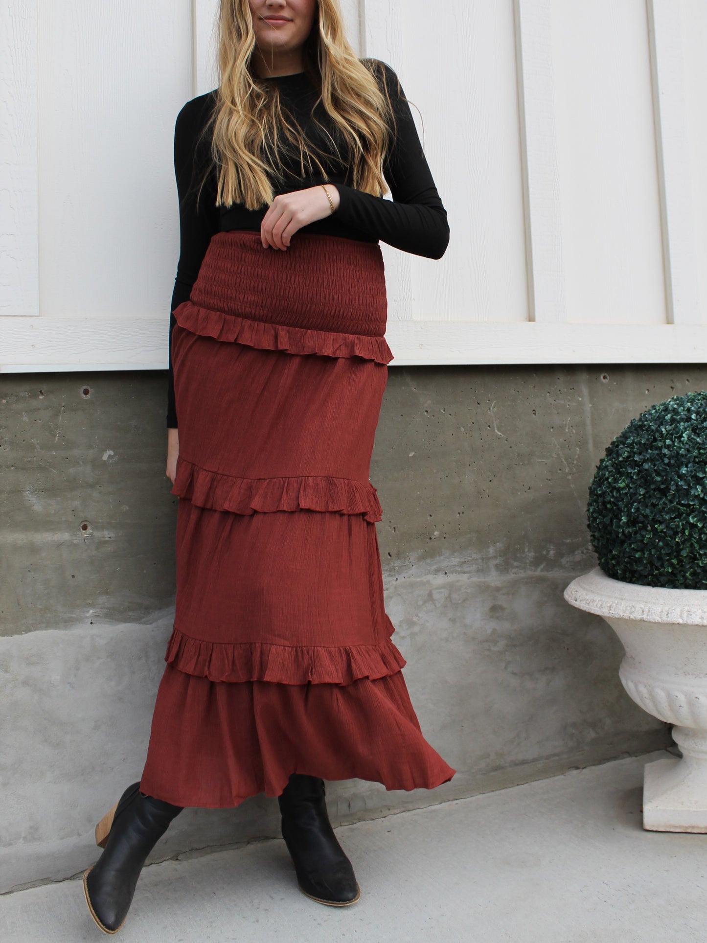 The Sienna Traveler Tiered Maxi Skirt