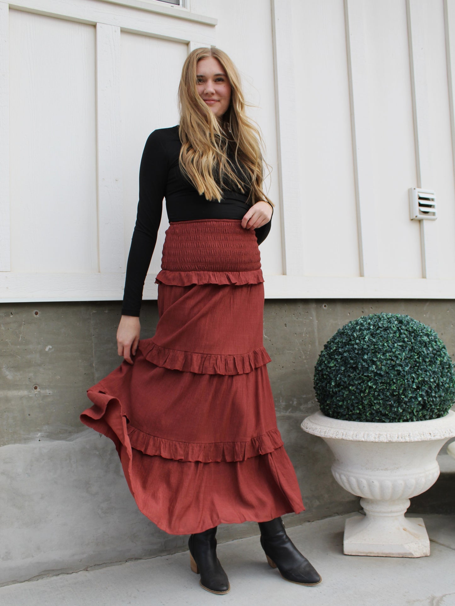 The Sienna Traveler Tiered Maxi Skirt