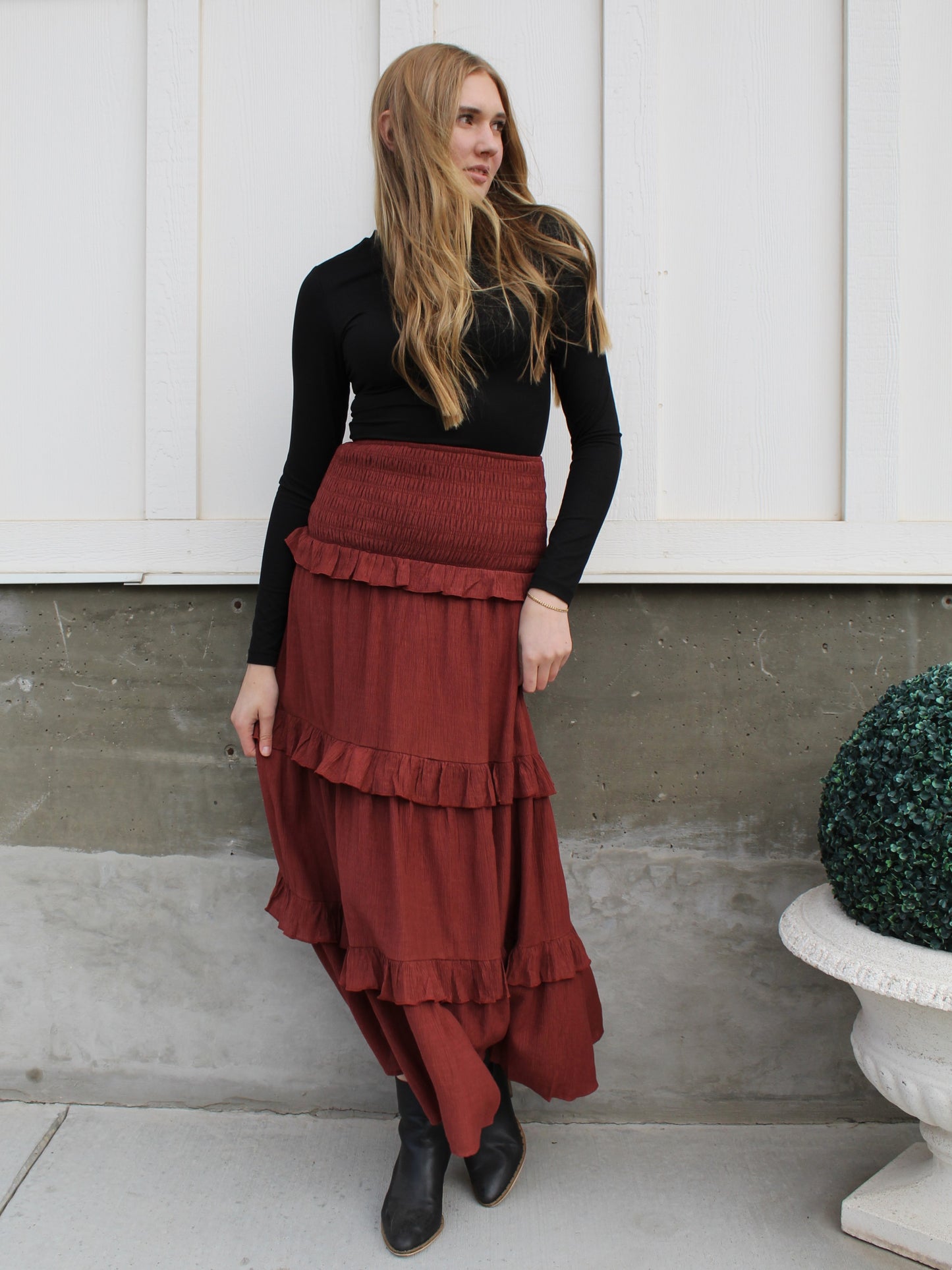 The Sienna Traveler Tiered Maxi Skirt