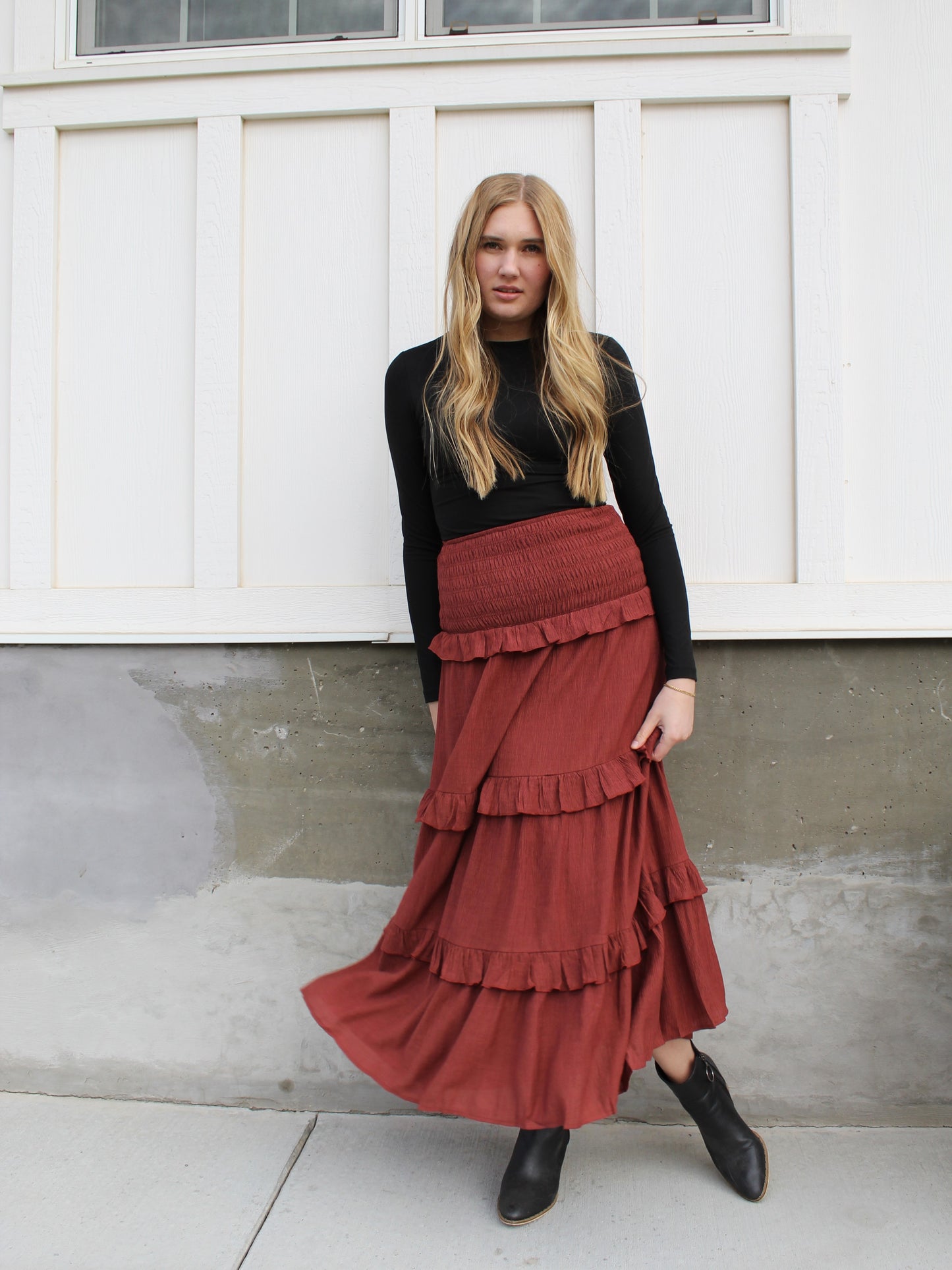 The Sienna Traveler Tiered Maxi Skirt