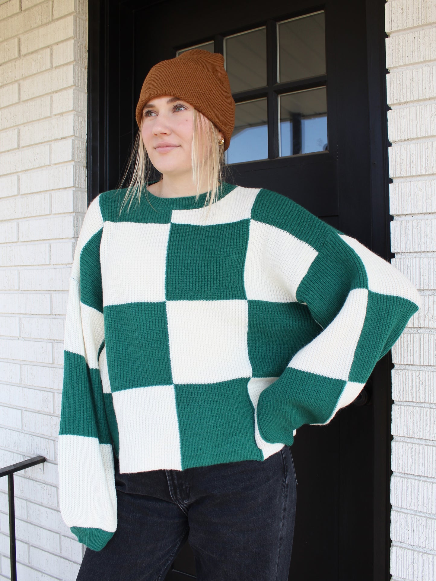 Checkered Sweater in Green