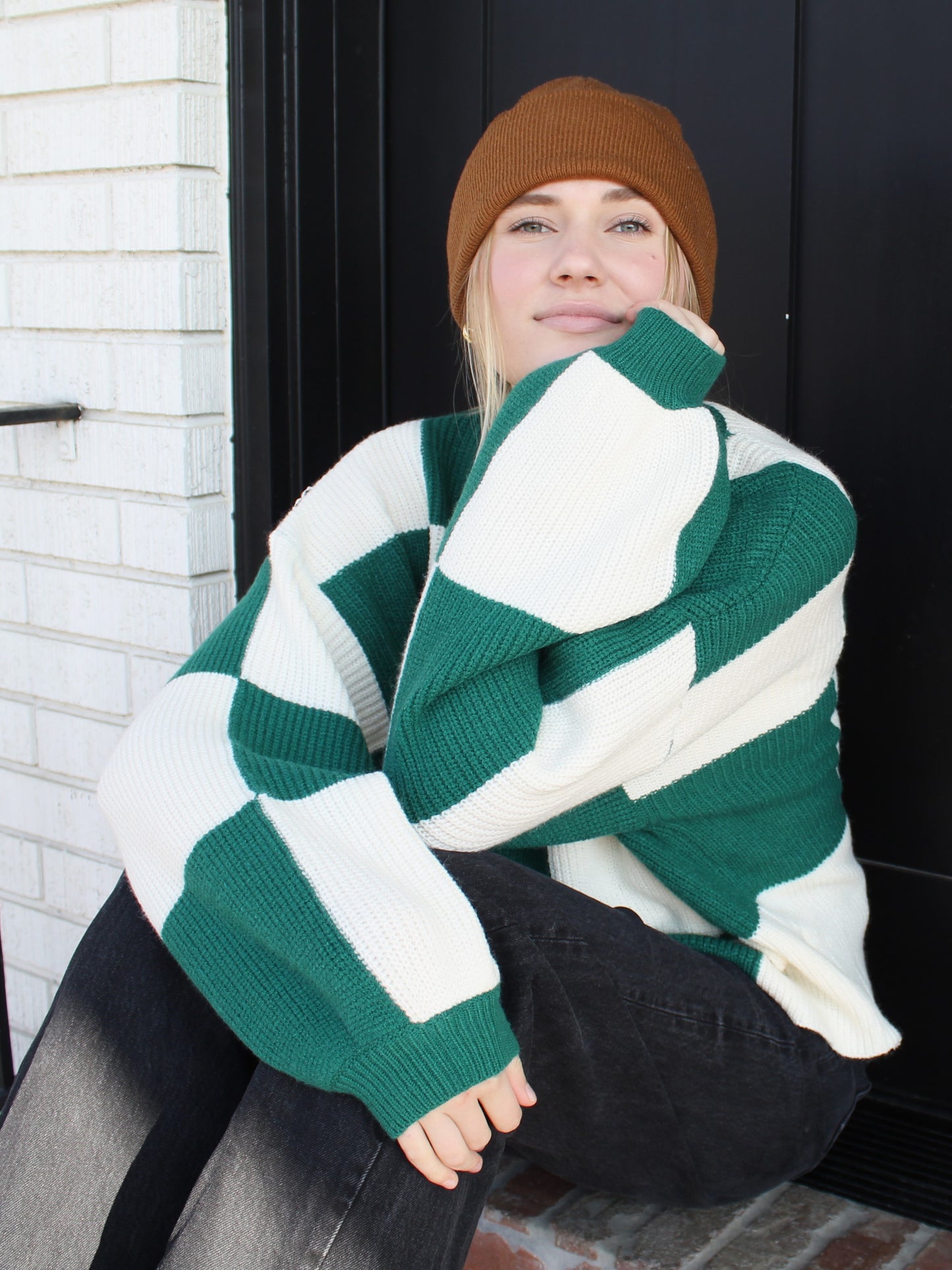 Checkered Sweater in Green