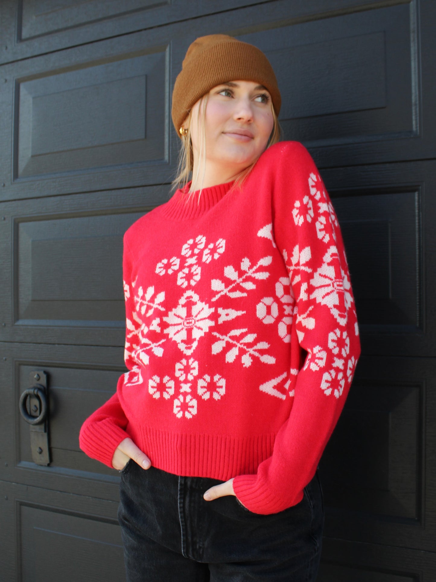 Snowflake Sweater in Red